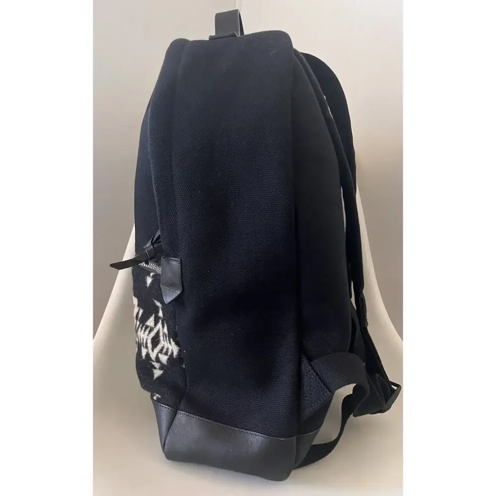 Pendleton Rock Point Backpack Black Canvas Wool Jacquard Daypack Travel Bag